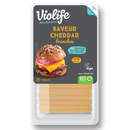 Tranches saveur Cheddar 100% végétal VIOLIFE