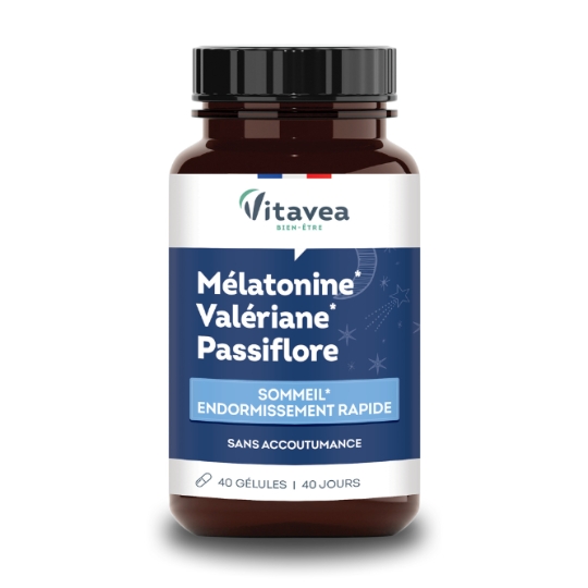 Complément Alimentaire Mélatonine Valériane Passiflore Sommeil Endormissement Rapide VITAVEA