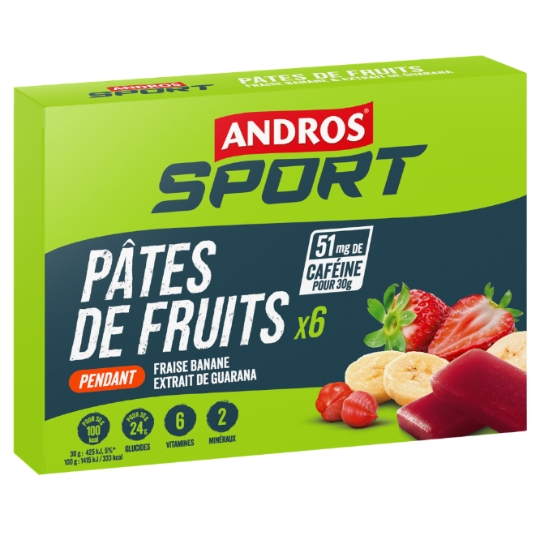 Pâtes de Fruits Fraise Banane aux Extraits de Guarana 51 mg de Caféine ANDROS SPORT