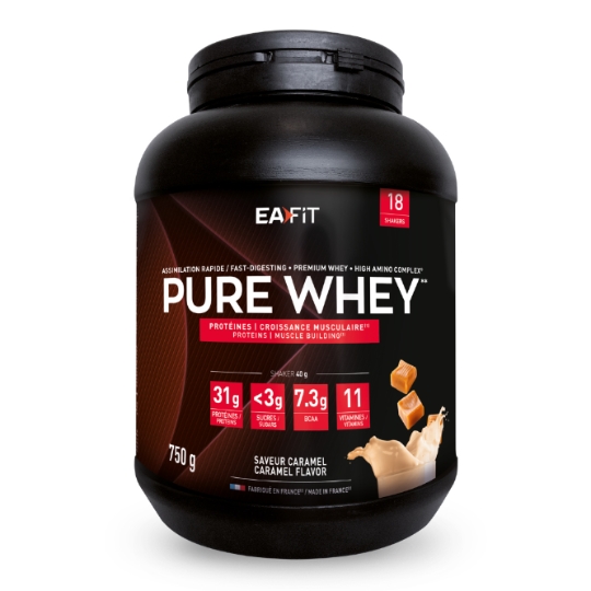 Proteine Pure whey Saveur Caramel Croissance Musculaire Assimilation Rapide EAFIT CONSTRUCTION MUSCULAIRE