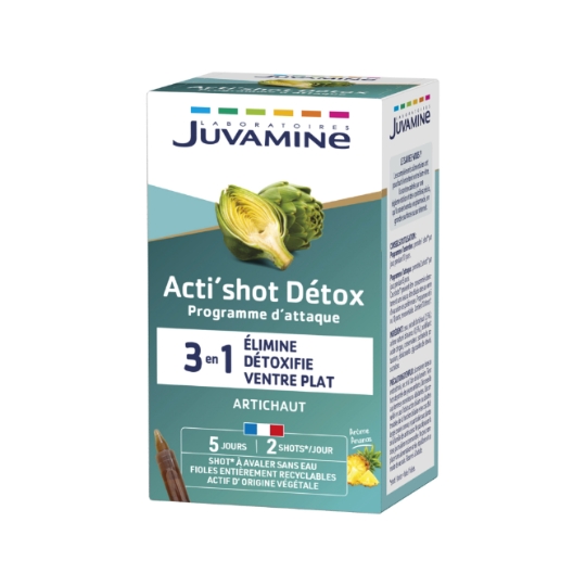 Complément alimentaire 3en1 Elimine Détoxifie Ventre Plat Acti'Shot Détox JUVAMINE