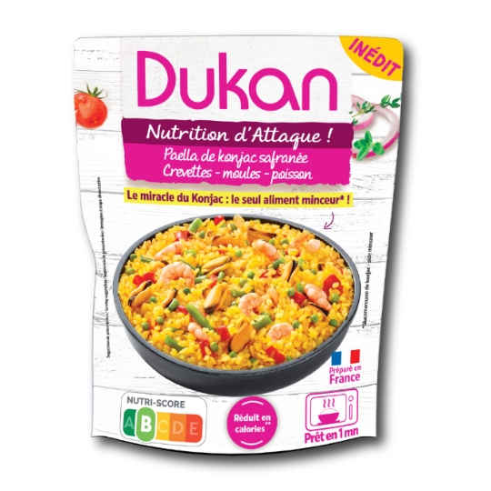Paella de Konjac Safranée aux Crevettes Moules et Poisson DUKAN