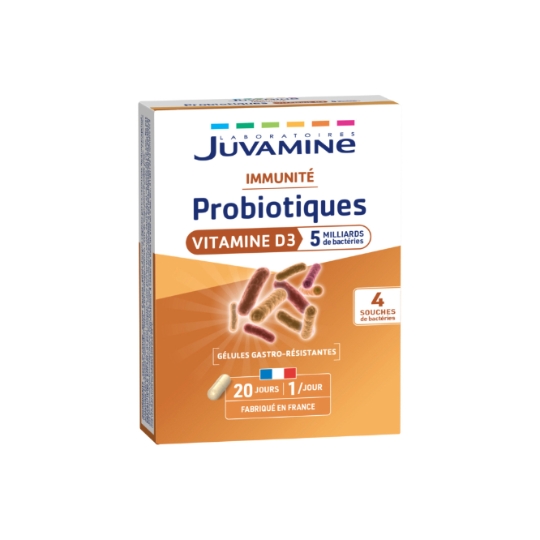 Complément alimentaire Probiotiques vitamine D3 Immunité JUVAMINE