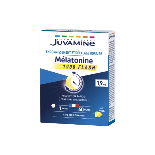 Complément Alimentaire Mélatonine 1900 Flash Endormissement & Décalage Horaire JUVAMINE
