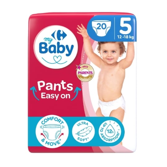 Couches-Culottes Taille 5 12-18kg Easy On Pants CARREFOUR BABY