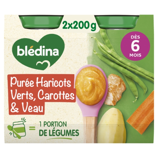 Plat bébé dès 6 mois Haricots verts Carottes Veau BLEDINA