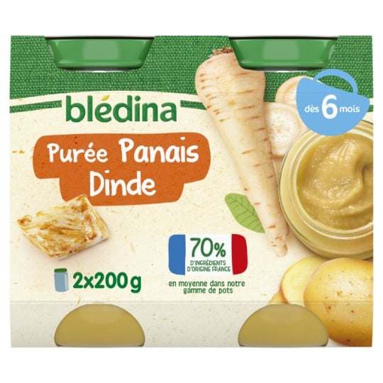 Plat bébé dès 6 mois Purée de panais Dinde BLEDINA