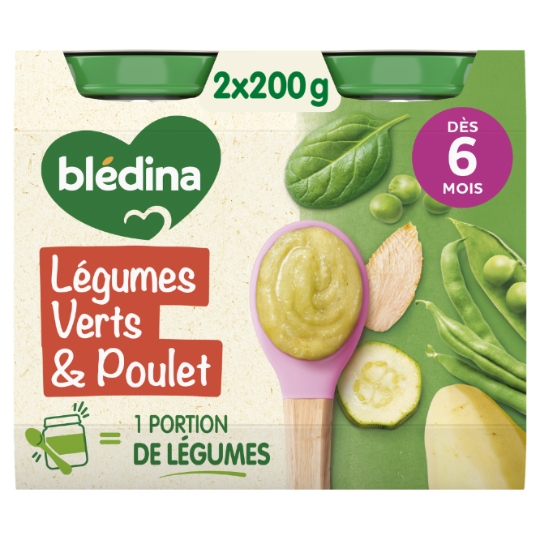 Plat bébé dès 6 mois Légumes verts Poulet BLEDINA