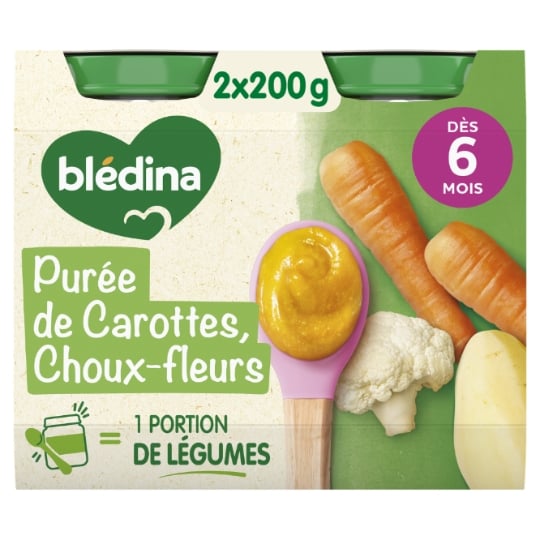 Plat bébé dès 6 mois Purée Carottes Choux-fleurs BLEDINA