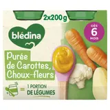 Plat bébé dès 6 mois Purée Carottes Choux-fleurs BLEDINA