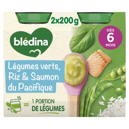 Plat bébé dès 6 mois Légumes verts Riz Saumon BLEDINA