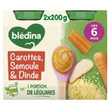 Plat bébé dès 6 mois Carottes Semoule Dinde BLEDINA