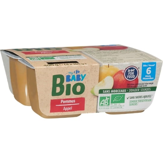 Compote bébé dès 6 mois Pomme Bio CARREFOUR BABY BIO