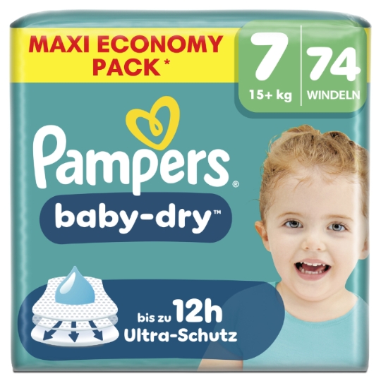 Couches Bébé 15kg et + Taille 7 Baby-Dry PAMPERS
