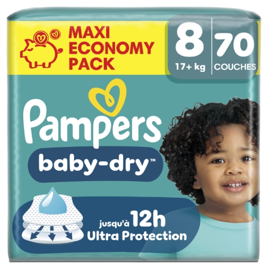 Couches Bébé 17+kg Taille 8 Baby Dry PAMPERS