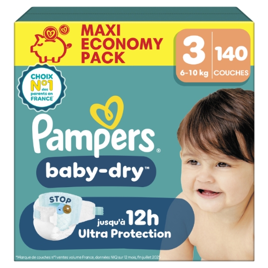 Couches Bébé 6-10kg Taille 3 Baby Dry PAMPERS