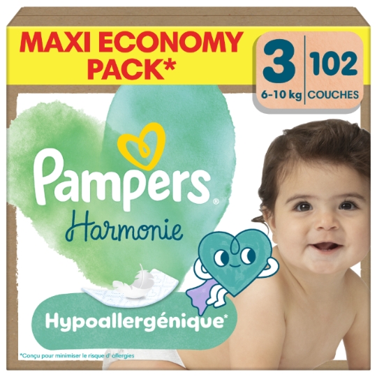 Couches Harmonie 6-10kg Taille 3 PAMPERS