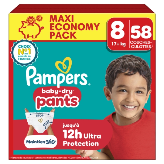 Couches-Culottes 17+kg Taille 8 Baby-Dry Pants PAMPERS