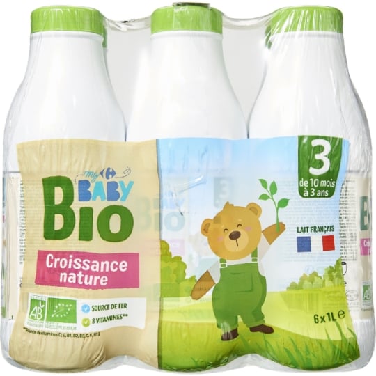 Lait bébé liquide 3ème âge Dès 10 Mois Bio Carrefour Baby CARREFOUR BABY