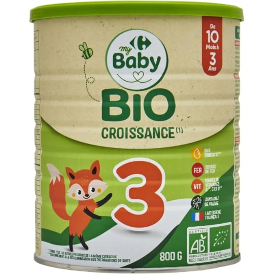 Lait bébé en poudre croissance 3ème âge de 10 Mois à 3 ans CARREFOUR BABY BIO