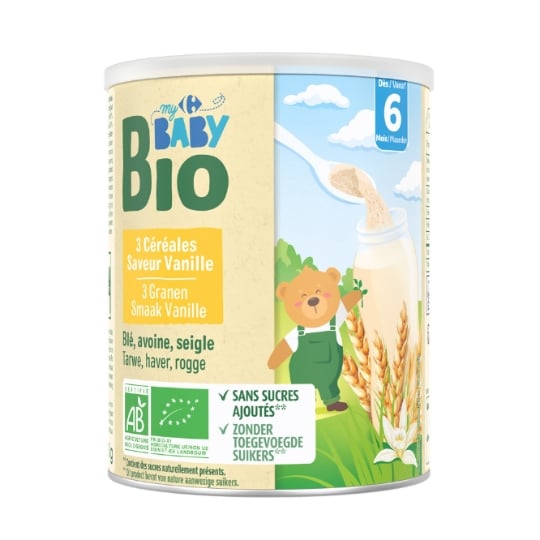 Céréales bébé dès 6 mois Saveur vanille Bio CARREFOUR BABY