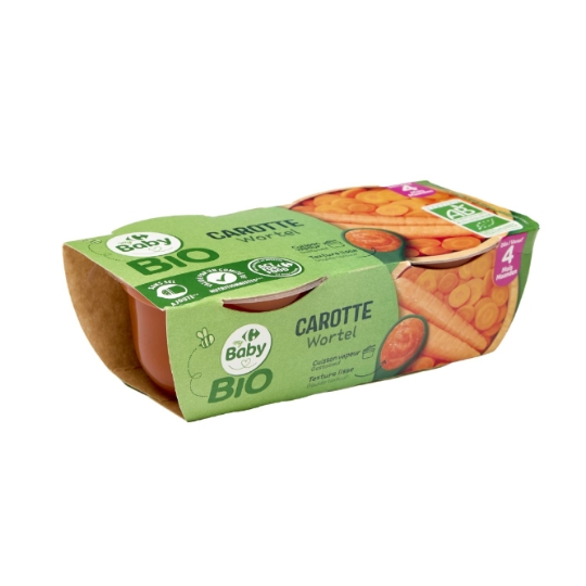 Purée de carotte bio, sans sel ajouté et texture lisse CARREFOUR