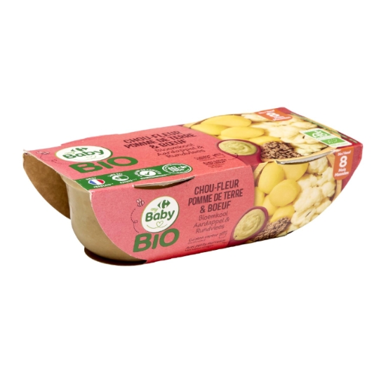 Plat cuisiné pour bébé bio, sans sel ajouté et dès 8 mois CARREFOUR
