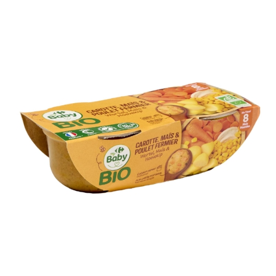 Plat cuisiné pour bébé bio, poulet fermier et dès 8 mois CARREFOUR