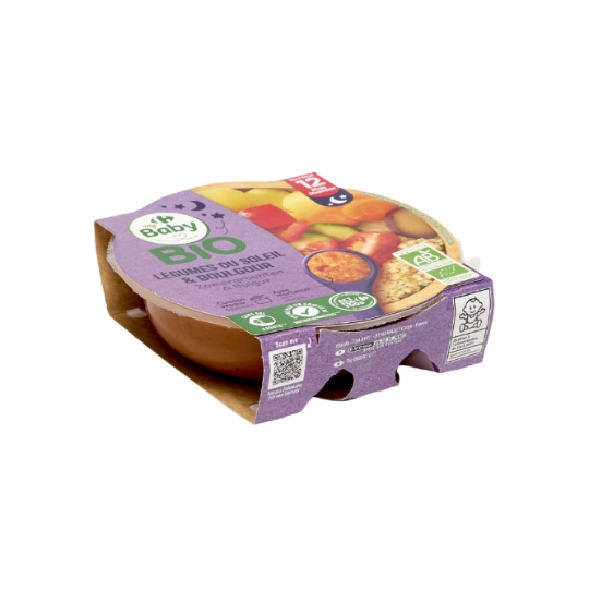 Plat cuisiné pour bébé bio, sans sel ajouté et cuisson vapeur CARREFOUR