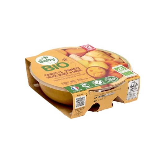 Plat cuisiné pour bébé bio, sans sel ajouté et avec morceaux CARREFOUR