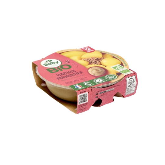 Hachis Parmentier bio, à base de pomme de terre et viande de bœuf et sans sel ajouté CARREFOUR