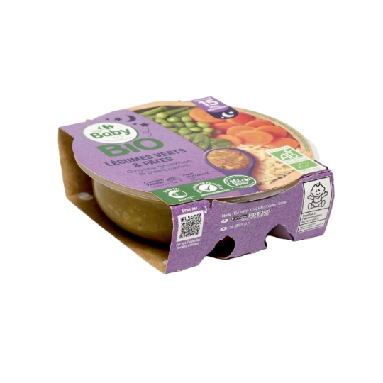 Plat cuisiné pour bébé bio, sans sel ajouté et cuit à la vapeur CARREFOUR