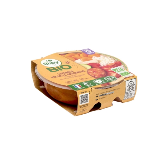 Plat cuisiné pour bébé bio, sans sel ajouté et volaille française CARREFOUR