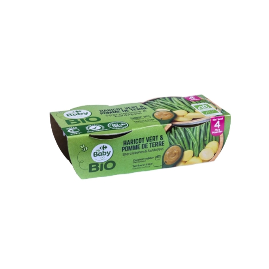 Plat bébé dès 4 mois Haricot vert Pomme de terre Bio CARREFOUR BABY