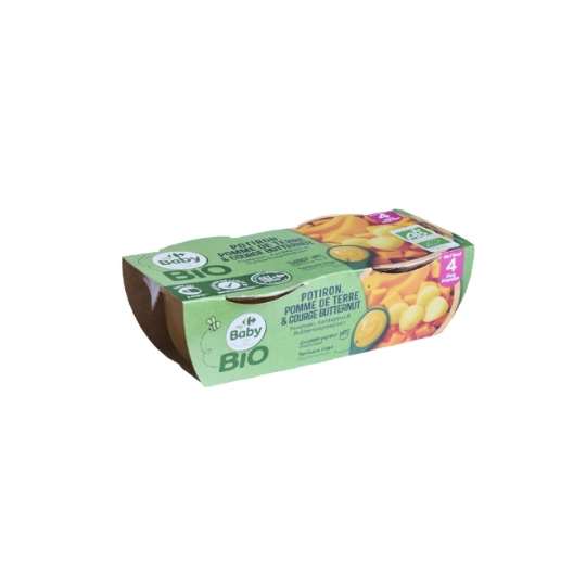 Plat bébé dès 4 mois Potiron Courge Bio CARREFOUR BABY