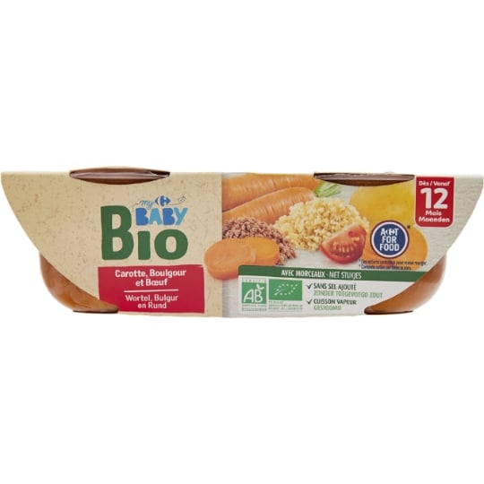 Plat bébé dès 12 mois Carotte Bœuf Carrefour Baby Bio CARREFOUR BABY