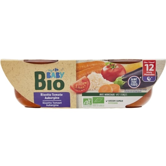 Plat bébé du soir dès 12 mois Risotto Tomate Carrefour Baby Bio CARREFOUR BABY
