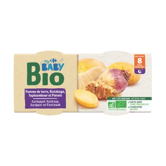 Plat bébé du soir dès 8 mois Pomme de terre Rutabaga Bio CARREFOUR BABY