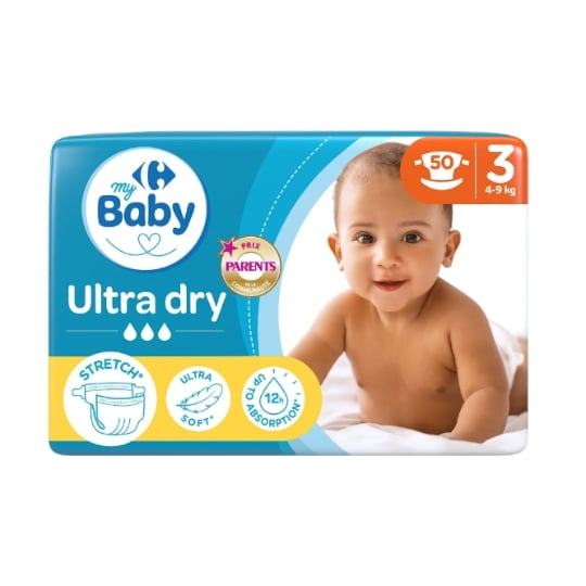 Couches Bébé Taille 3 4-9kg Ultra Dry CARREFOUR BABY