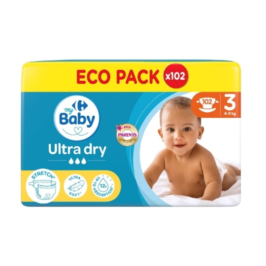 Couches Bébé Taille 3 4-9kg Ultra Dry CARREFOUR BABY