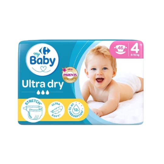 Couches Bébé Taille 4 8-16kg Ultra Dry CARREFOUR BABY