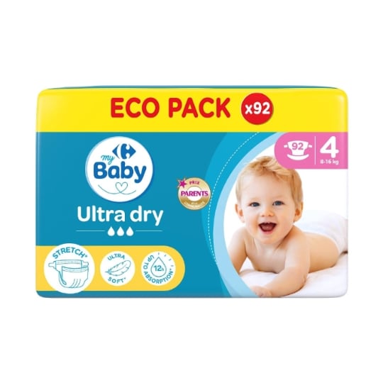 Couches Bébé Taille 4 8-16kg Ultra Dry CARREFOUR BABY