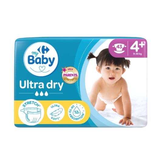 Couches Bébé Taille 4+ 9-20kg Ultra Dry CARREFOUR BABY
