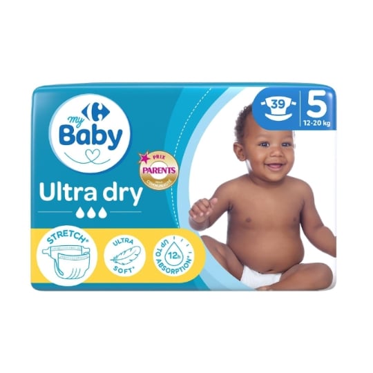 Couches Bébé Taille 5 12-20kg Premium Ultra Dry CARREFOUR BABY