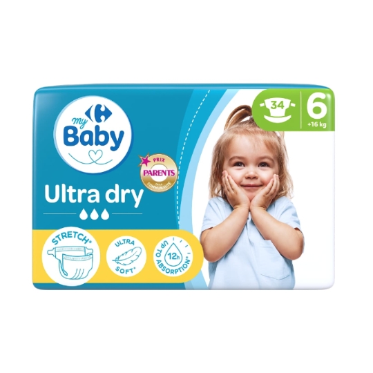 Couches Bébé Taille 6 16kg+ Ultra Dry CARREFOUR BABY