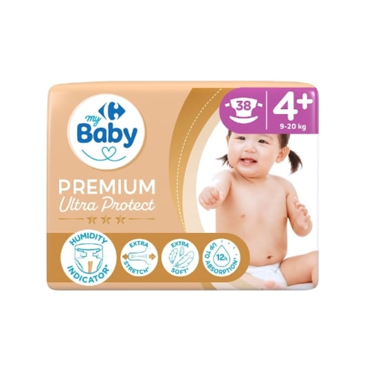 Couches Bébé Taille 4+ 9-20kg Premium CARREFOUR BABY