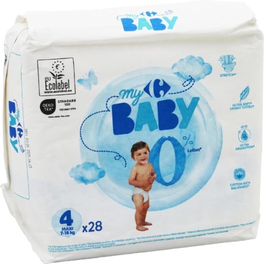 Couches Bébé Taille 4 7-18kg Naturelles CARREFOUR BABY