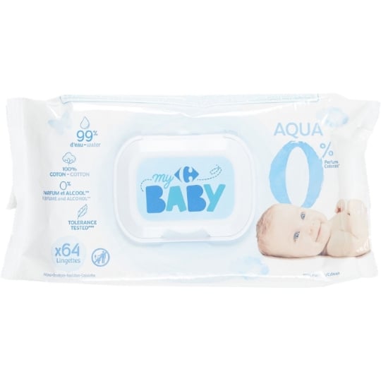 Lingettes bébé Nettoyantes Corps et Mains et Visage CARREFOUR BABY