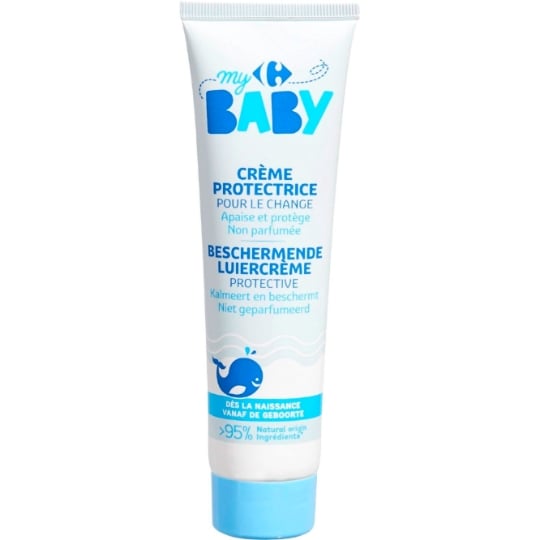 Crème pour change bébé sans parfum ajouté, minimum 95% d'ingrédients d'origine naturelle et testé sous contrôle pédiatrique CARREFOUR
