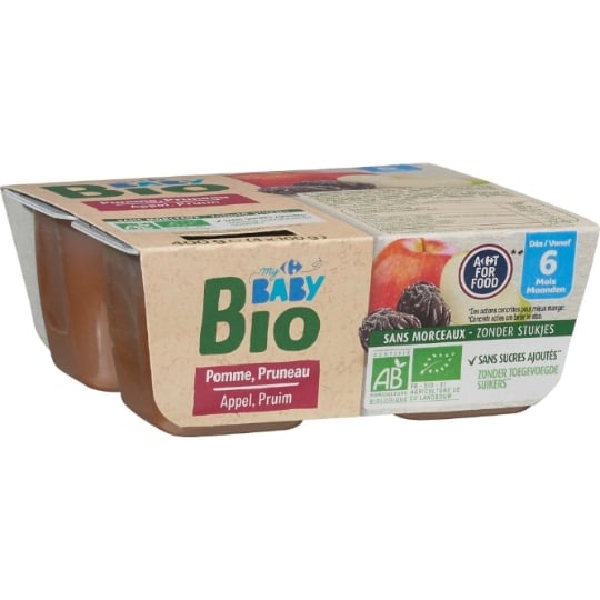 Compote bébé dès 6 mois Pomme Pruneau Bio CARREFOUR BABY BIO